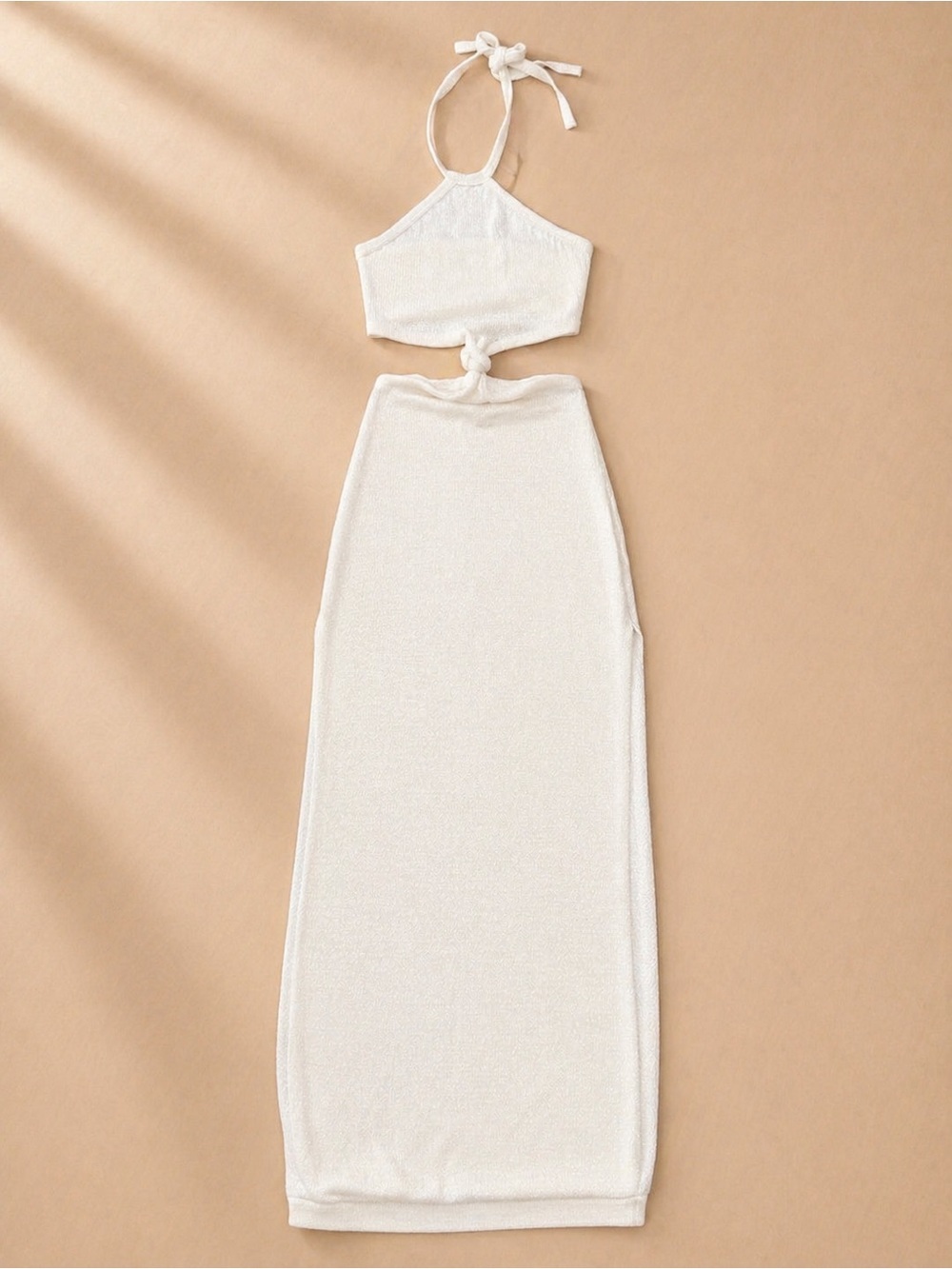 Women's White / Cream Halter Maxi Dress